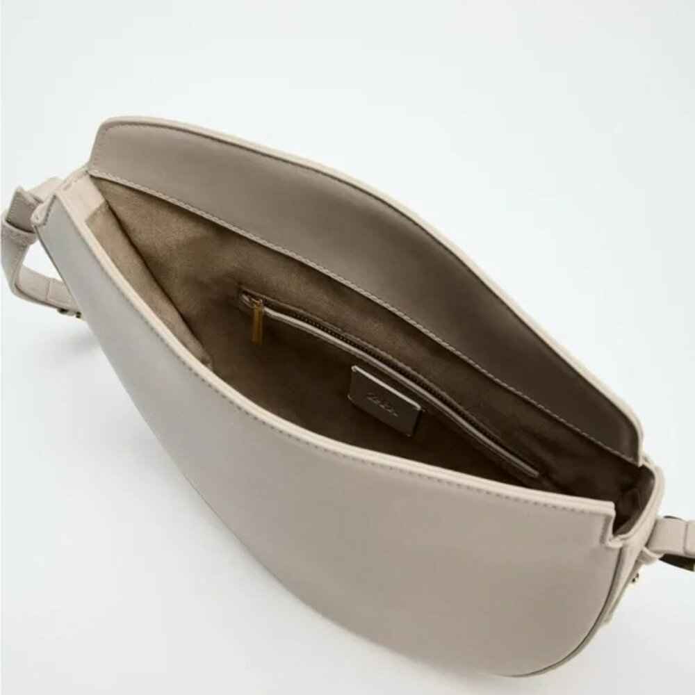 ZARA NWT Chic Beige BEADED ASYMMETRICAL CROSSBODY BAG - Picture 2 of 12